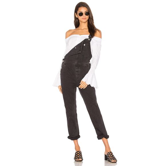 We The Free Denim - We The Free People Overalls Faded Washed Out Black Denim Bib Women's Size 30